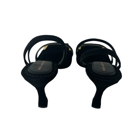 NIB Good American The Standout Suede Square Toe Slingback Black Heel 9 - Picture 4 of 6